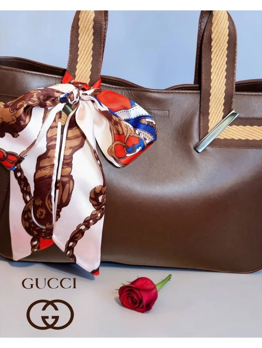 ✨ STUNNING Vintage Tom Ford Era Gucci Leather Web Tote with COA!✨